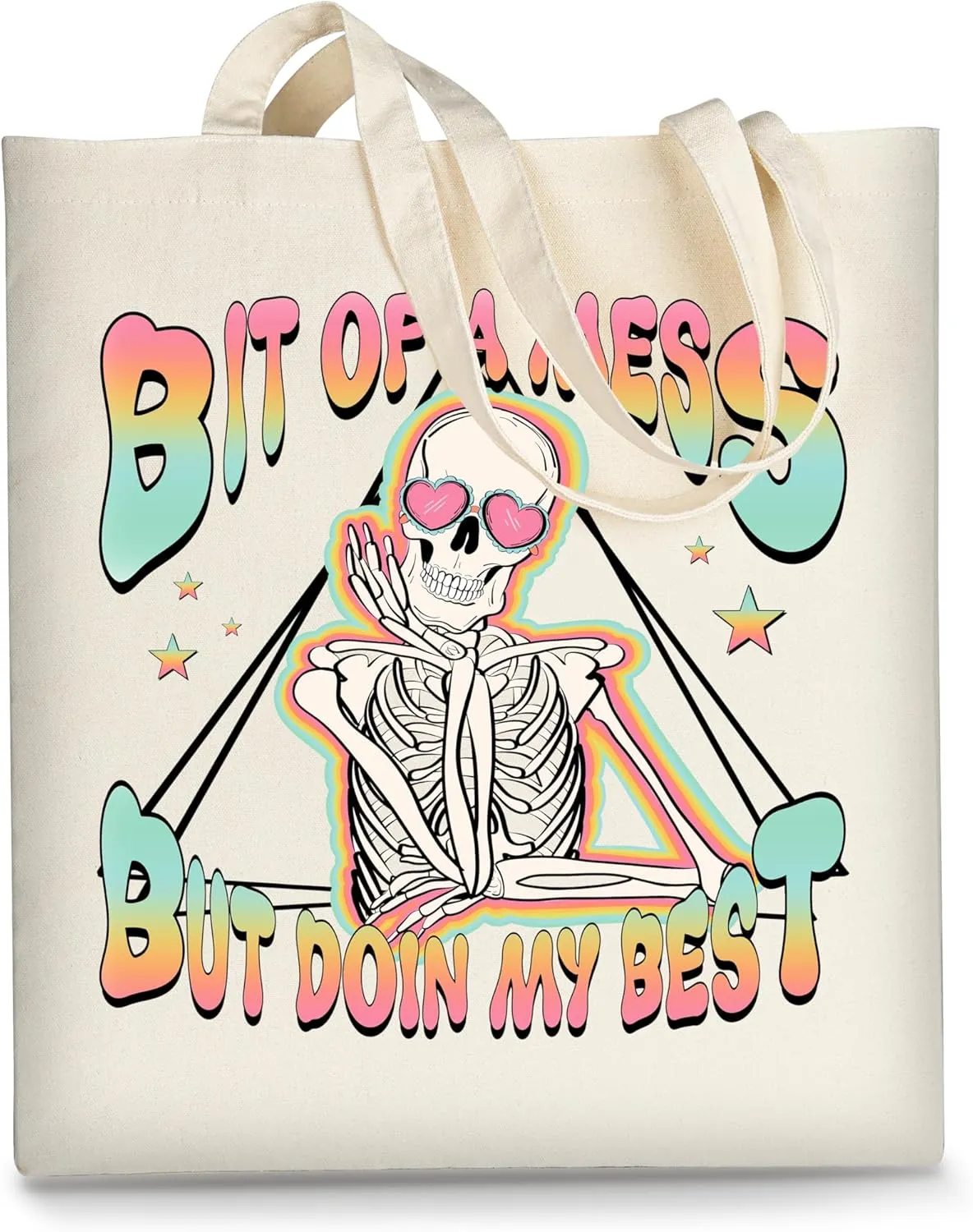 AUSVKAI Canvas Tote Bag Aesthetic for Women, Cute Cloth Cotton Bags for College Shopping Beach Grocery and Trendy Gifts