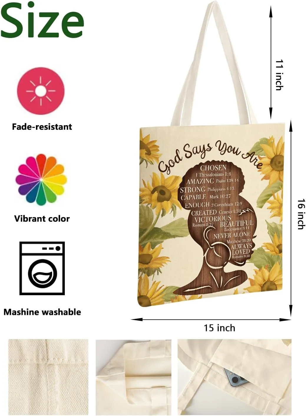 AUSVKAI Canvas Tote Bag for Women, Aesthetic Cute Grocery Grocery Reusable Cotton Gift Bag for Shooping Beach Trendy Gifts