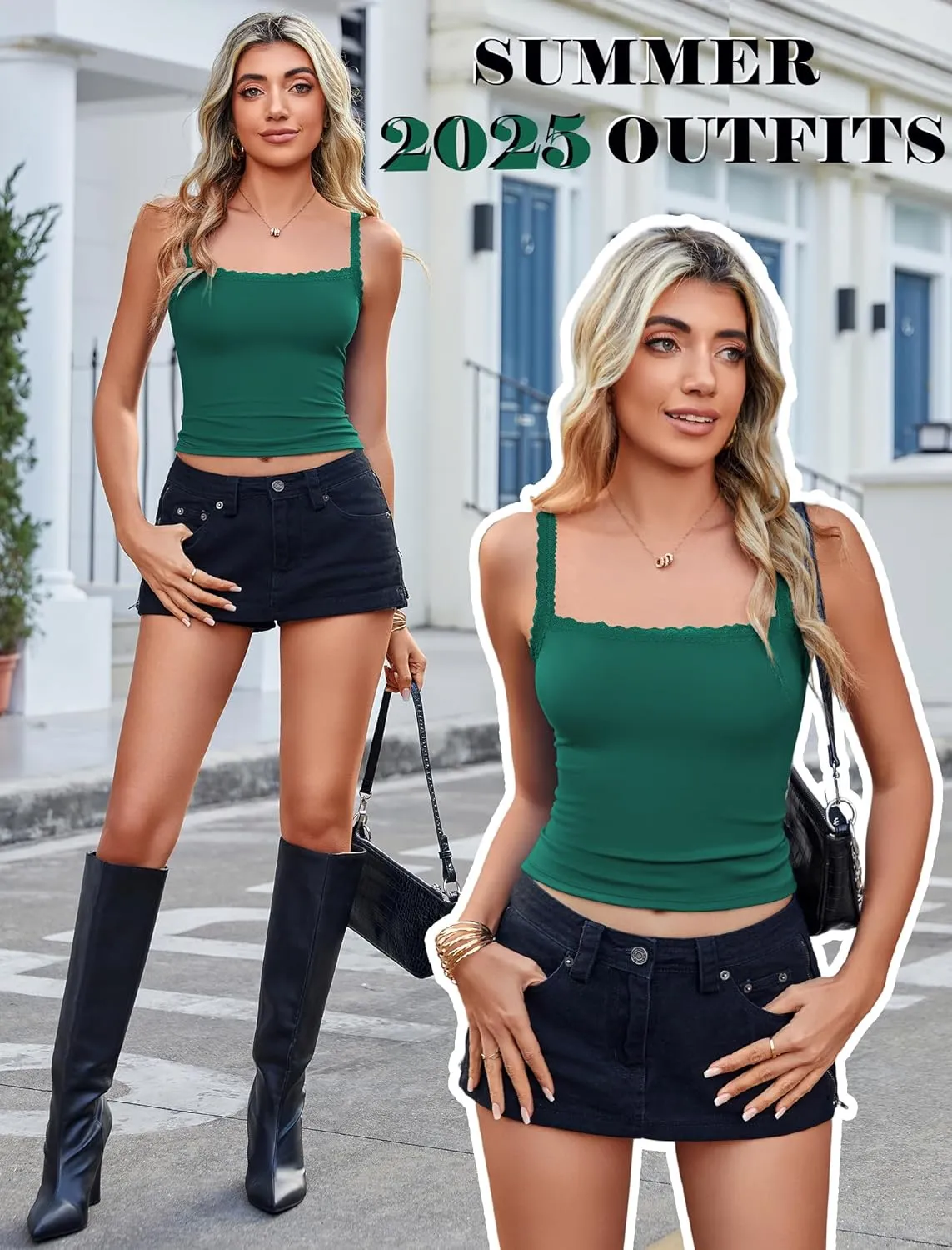 Avidlove Camisole Tops for Women Lace Tank Top Y2k Square Neck Undershirts Going Out Summer Tops 2025 Trendy