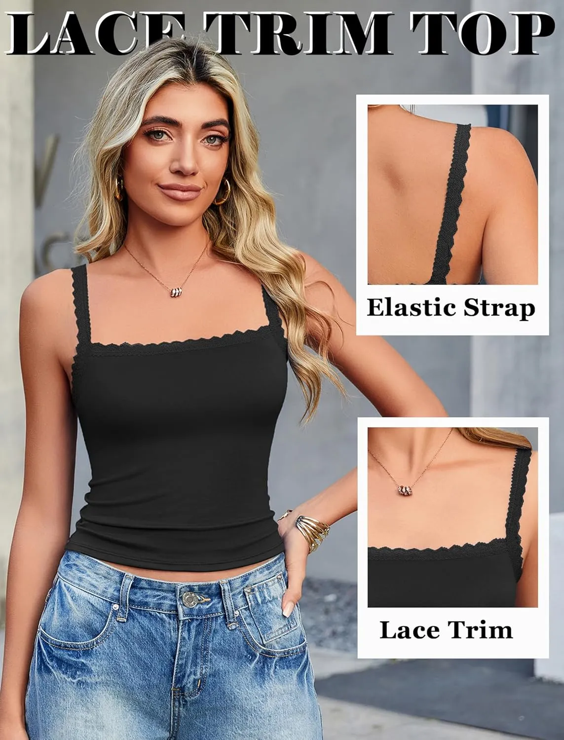Avidlove Camisole Tops for Women Lace Tank Top Y2k Square Neck Undershirts Going Out Summer Tops 2025 Trendy