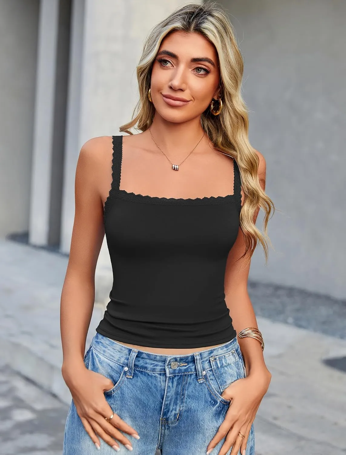 Avidlove Camisole Tops for Women Lace Tank Top Y2k Square Neck Undershirts Going Out Summer Tops 2025 Trendy