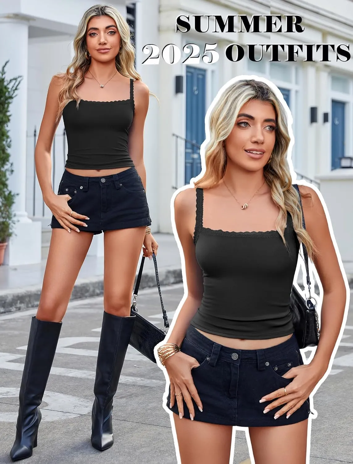 Avidlove Camisole Tops for Women Lace Tank Top Y2k Square Neck Undershirts Going Out Summer Tops 2025 Trendy