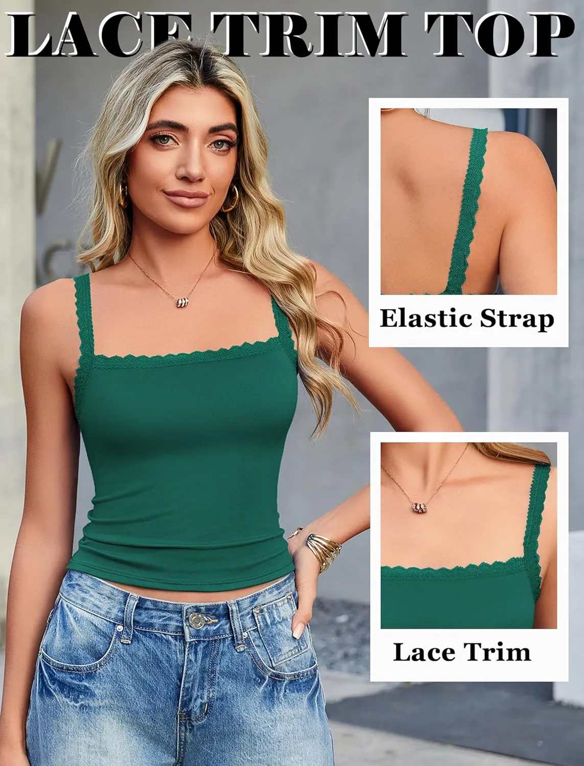 Avidlove Camisole Tops for Women Lace Tank Top Y2k Square Neck Undershirts Going Out Summer Tops 2025 Trendy