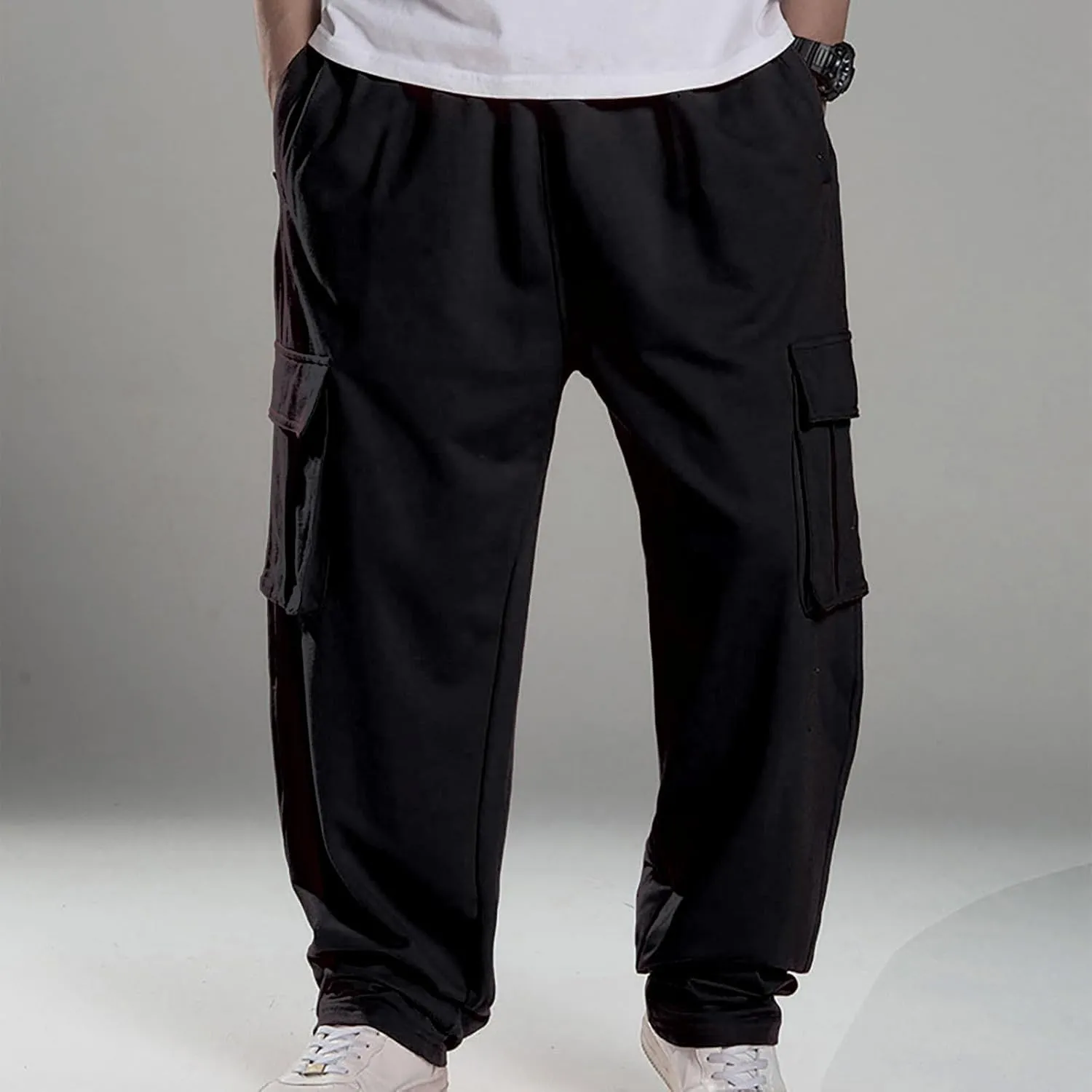 Baggy Cargo Sweatpants for Men Relaxed Fit Athletic Pants Gym Tapered Trousers Fall Casual Pants with Multi Pockets