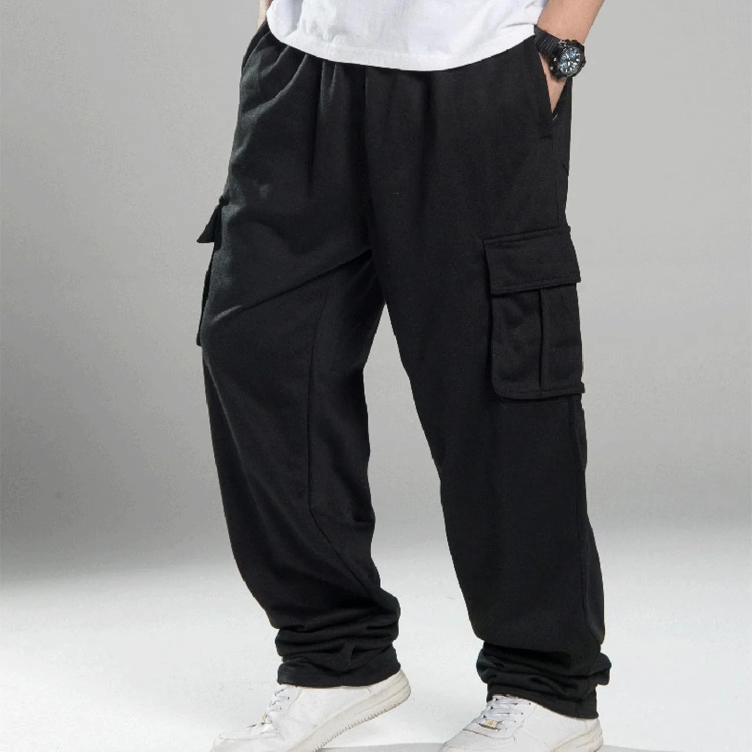 Baggy Cargo Sweatpants for Men Relaxed Fit Athletic Pants Gym Tapered Trousers Fall Casual Pants with Multi Pockets