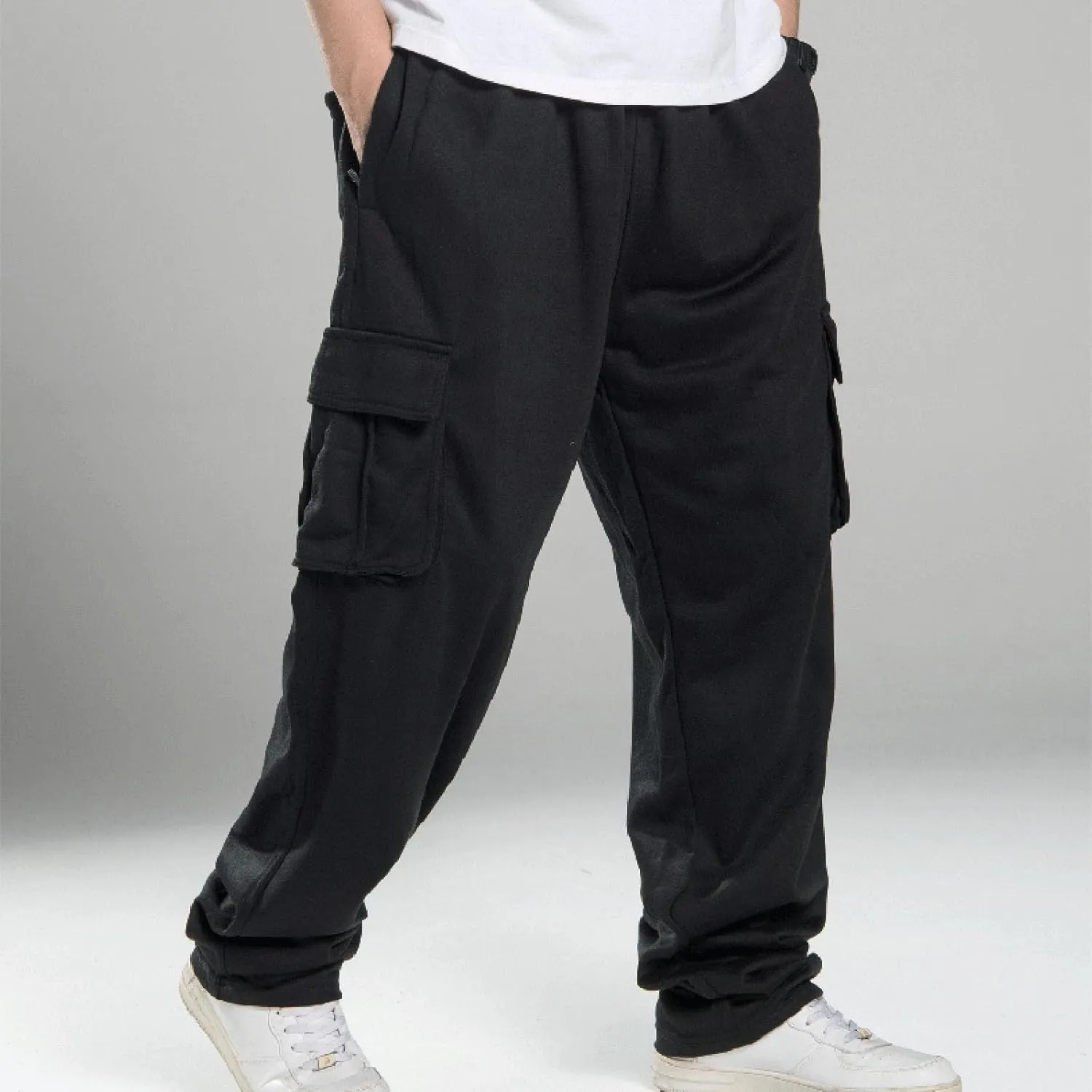 Baggy Cargo Sweatpants for Men Relaxed Fit Athletic Pants Gym Tapered Trousers Fall Casual Pants with Multi Pockets