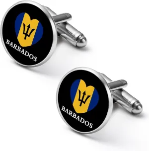 Barbados Flag Barbadian Fashion Cufflinks for Men Classic Shirts Cuff Links Set for Gifts Wedding Business