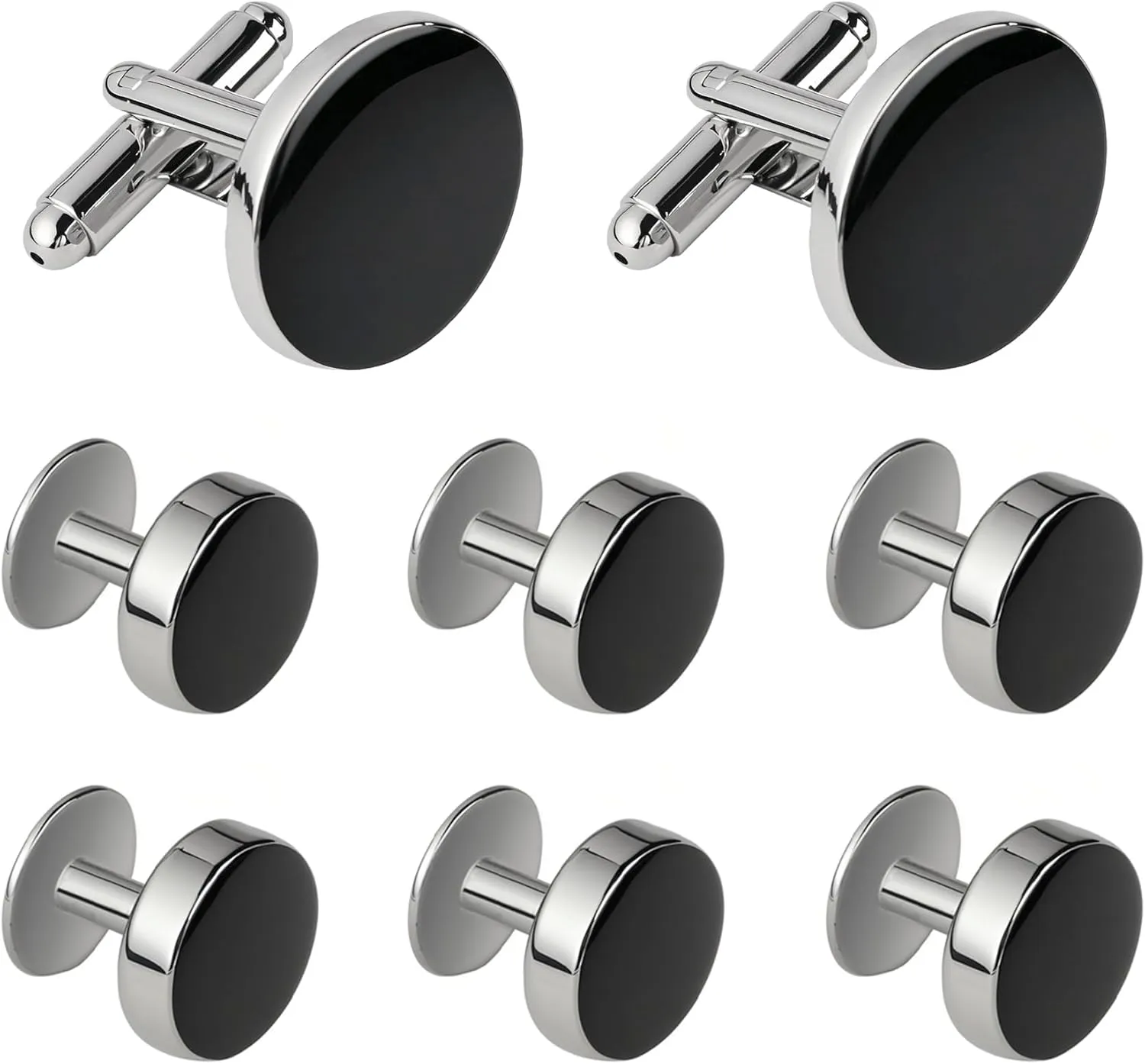 Best Gift for Men Cufflinks and Studs, Tuxedo Shirt Cufflinks and Studs Set for Men, Brass Cuff Links and Shirt Studs for Wedding/Banquet/Ceremony/Business