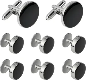 Best Gift for Men Cufflinks and Studs, Tuxedo Shirt Cufflinks and Studs Set for Men, Brass Cuff Links and Shirt Studs for Wedding/Banquet/Ceremony/Business