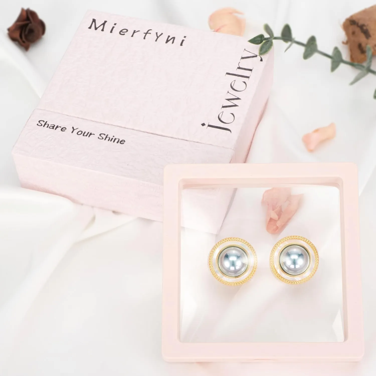 Big Pearl Stud Earrings for Women Faux Gold Large Pearl Earrings Studs