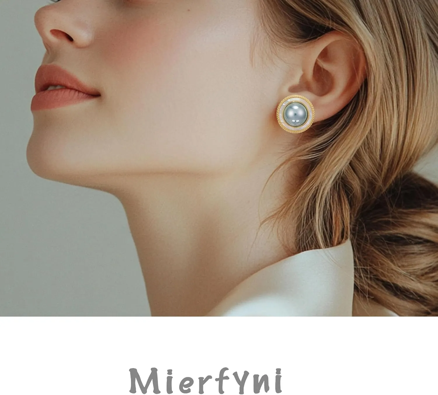 Big Pearl Stud Earrings for Women Faux Gold Large Pearl Earrings Studs
