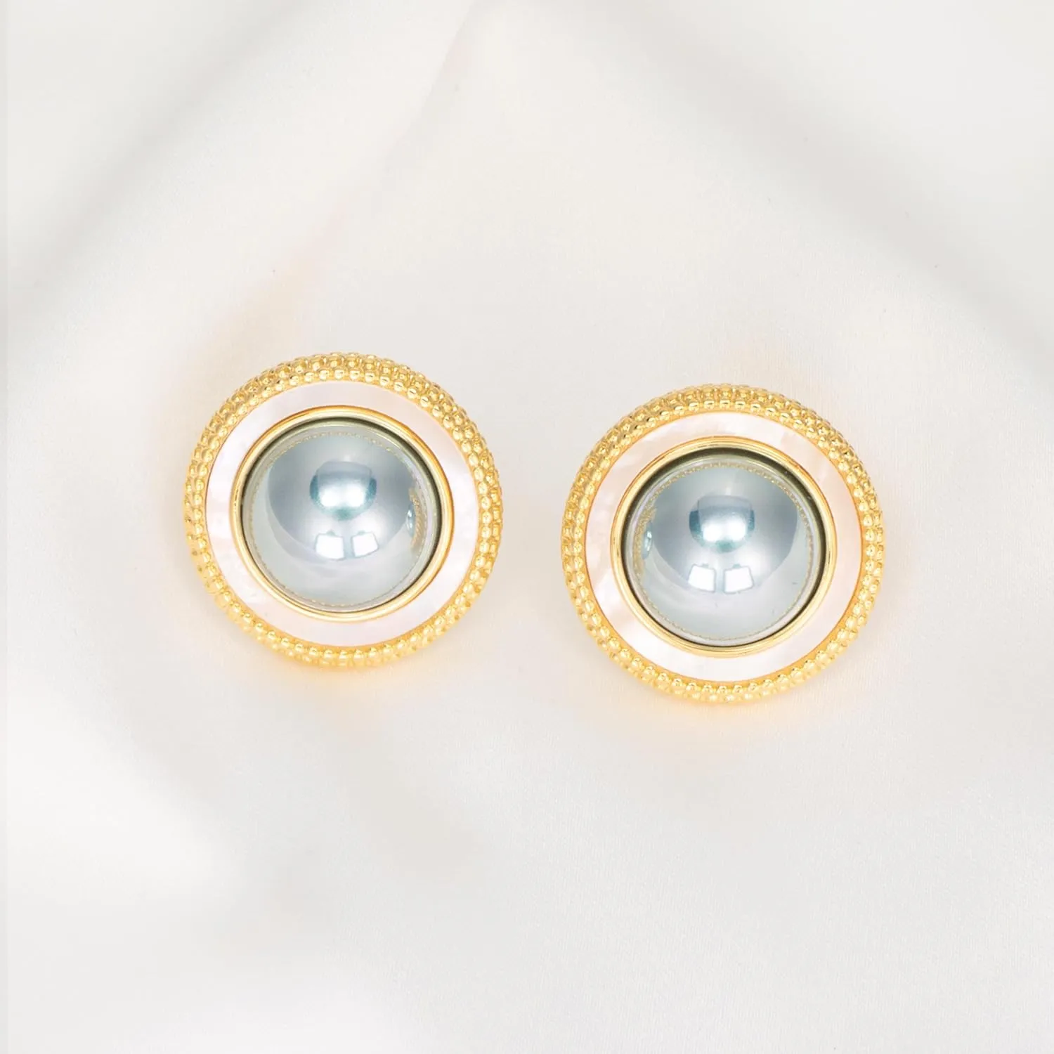 Big Pearl Stud Earrings for Women Faux Gold Large Pearl Earrings Studs