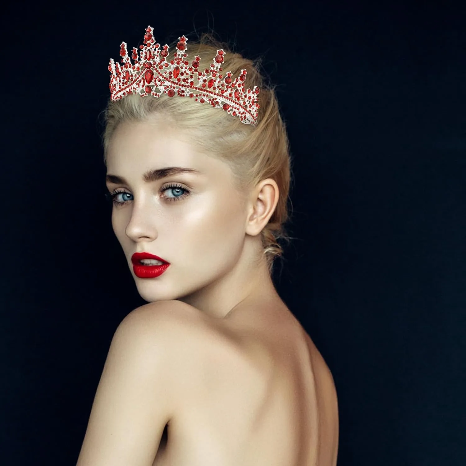 Birthday Queen Sash & Rhinestone Tiara Red Sliver Crown Birthday Sash and Tiara for Women Girls Princess Tiara Crown Birthday Accessories Headband and Sash for Girls