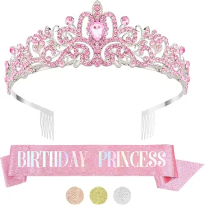 Birthday Queen Sash & Tiara for Women - Crown & Headband Set