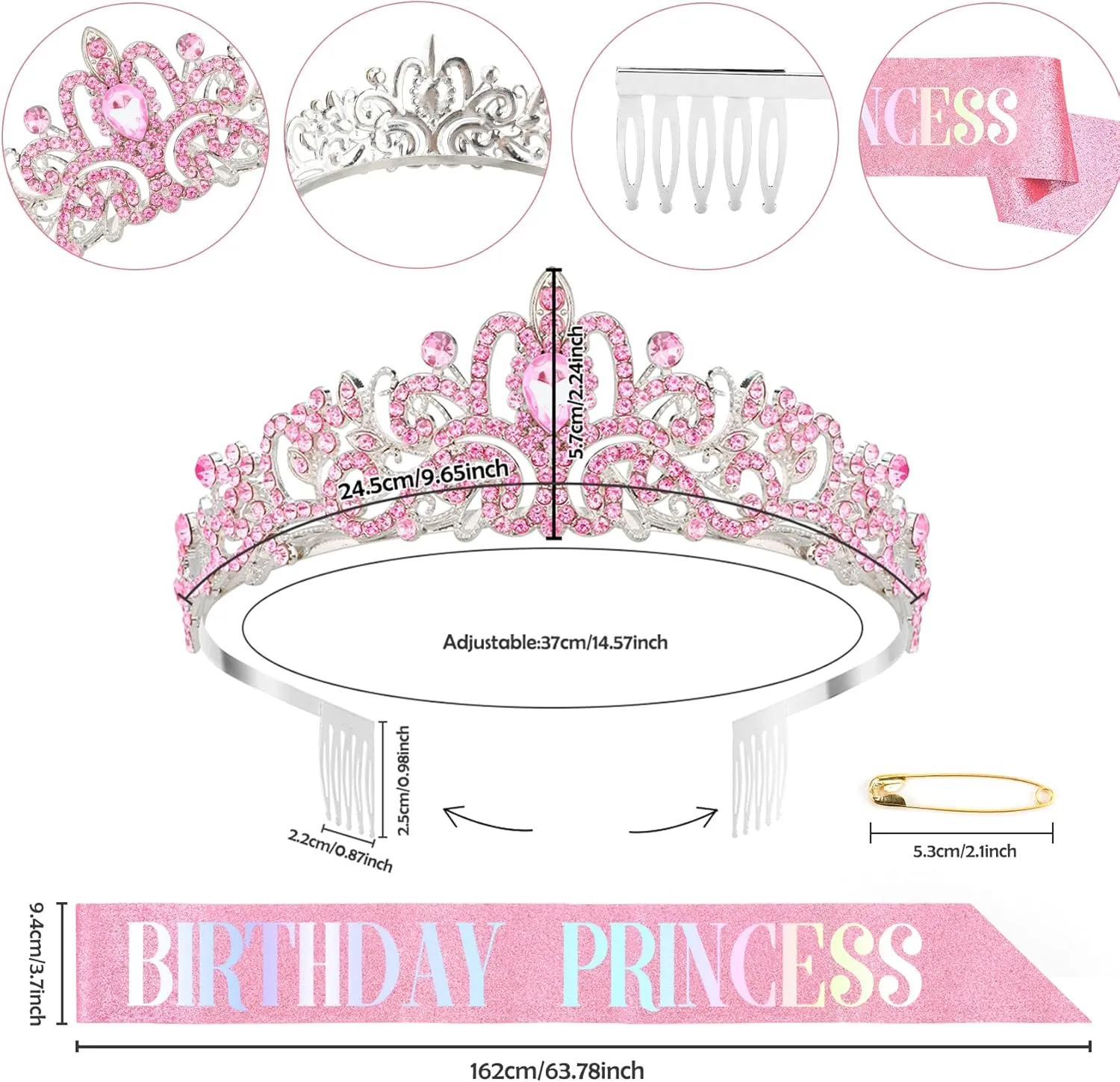 Birthday Queen Sash & Tiara for Women - Crown & Headband Set