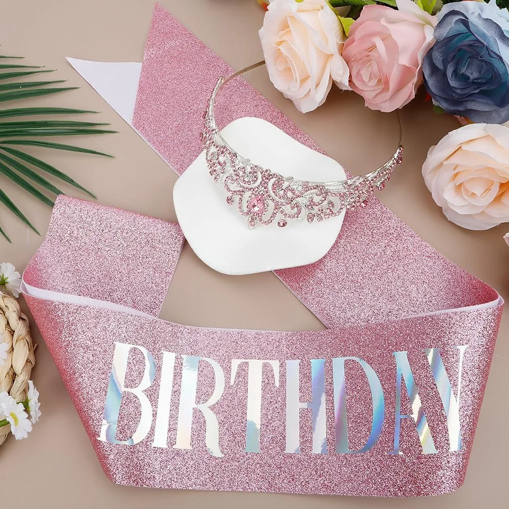Birthday Queen Sash & Tiara for Women - Crown & Headband Set