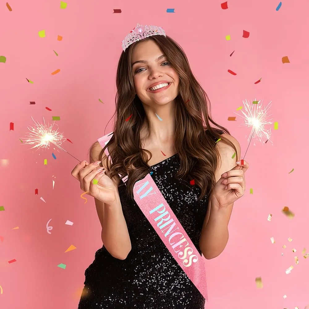 Birthday Queen Sash & Tiara for Women - Crown & Headband Set