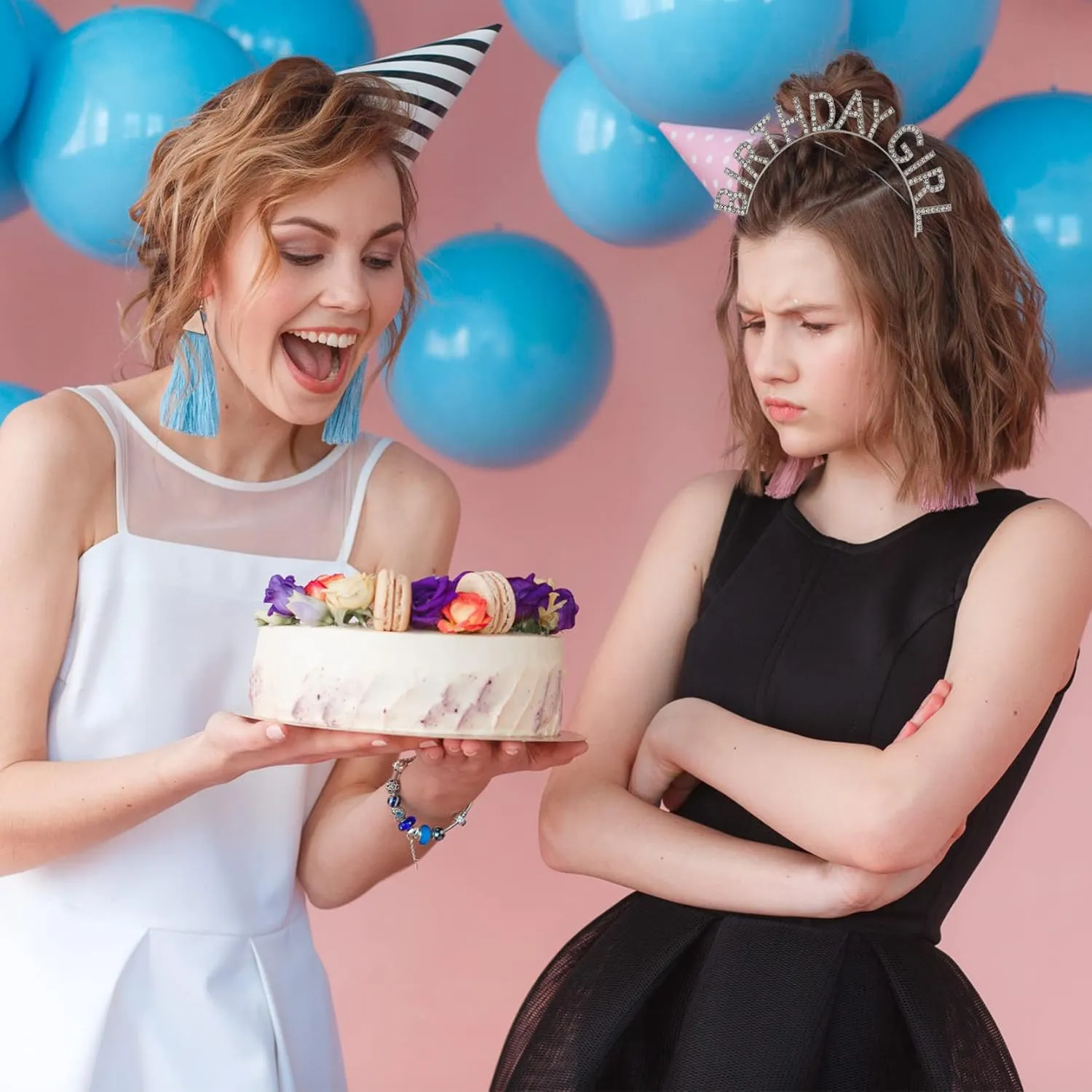 Birthday Sash, Tiara, Crown, Headband, and Pins - Silver Princess Decoration Supplies Gift Set for Women and Girls