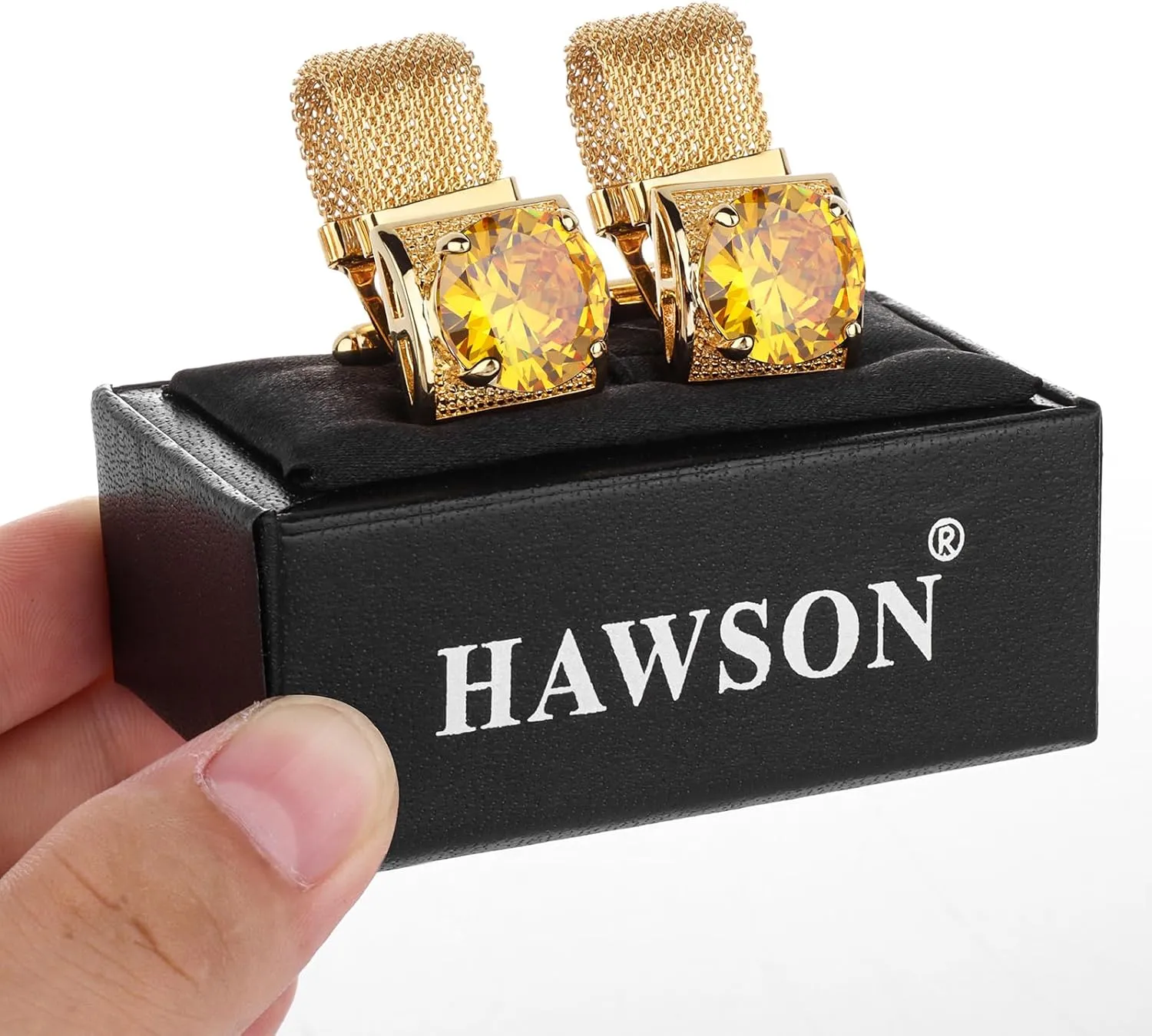 Birthstone Gold Tone Cufflinks for Men with Chain Shirt cuff links Wedding Business Birthday Christmas Gifts for Men