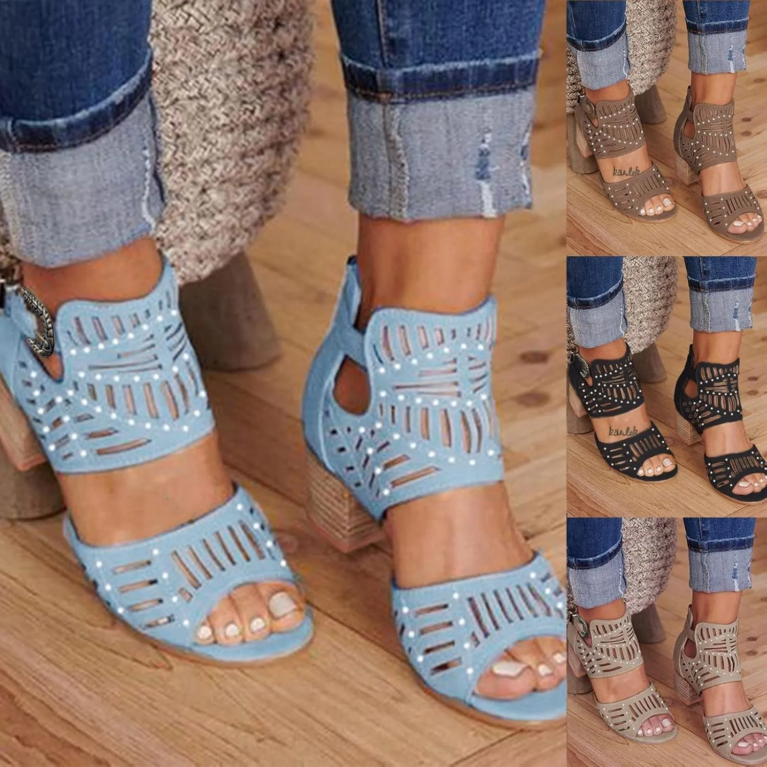 Black Sandals Women Wedge, Womens 2023 Dressy Sandal Vintage Wedge Sandals Open Toe Sandals Breathable Shoes