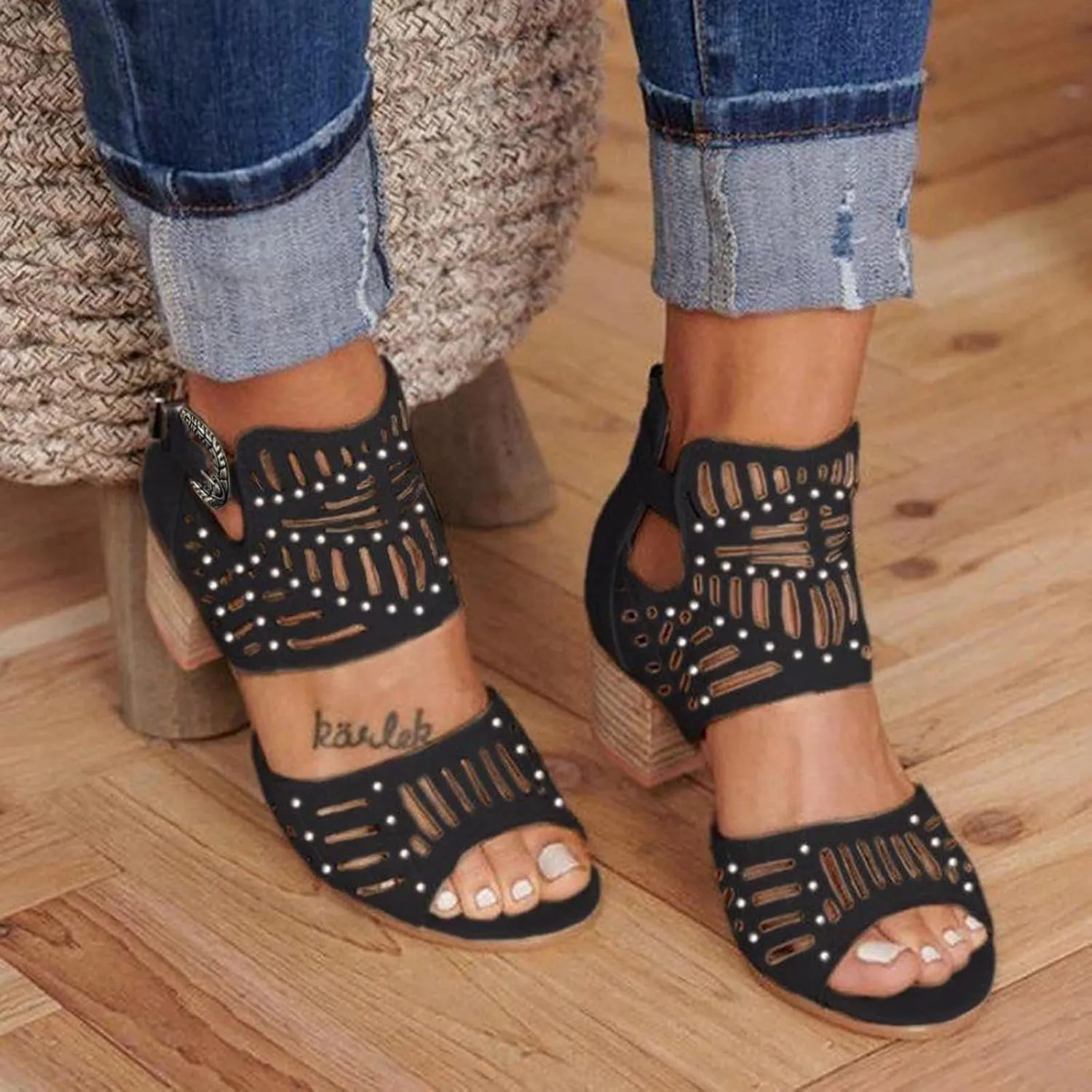 Black Sandals Women Wedge, Womens 2023 Dressy Sandal Vintage Wedge Sandals Open Toe Sandals Breathable Shoes