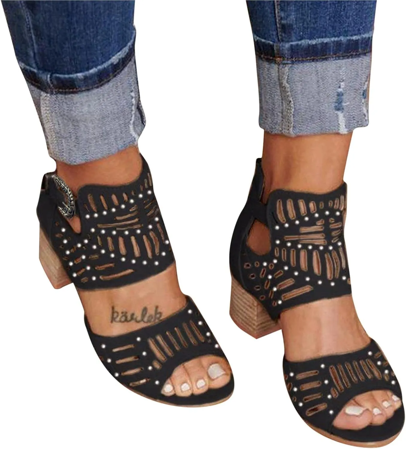 Black Sandals Women Wedge, Womens 2023 Dressy Sandal Vintage Wedge Sandals Open Toe Sandals Breathable Shoes
