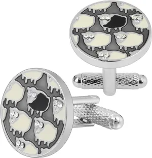Black Sheep Cufflinks for Men with Crystal in Gift Box.