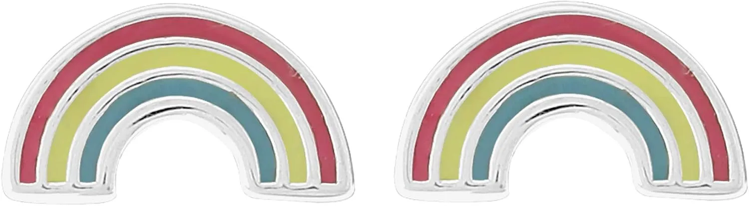 Boma Jewelry Sterling Silver Resin Rainbow Stud Earrings