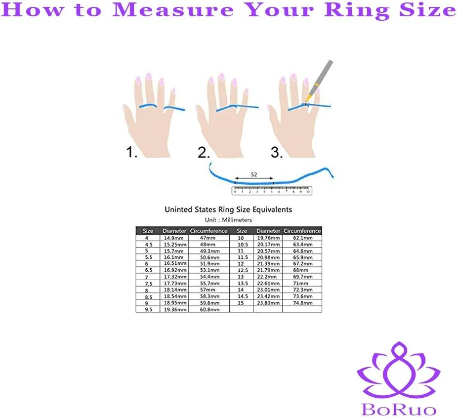 BoRuo Princess Crown Tiara Wedding CZ Band - Premium Crown Rings For Women - Cubic Zirconia Ring - Sterling Silver Rings - Rings For Women With Platinum Plating Over Sterling Silver - 2mm 925 Silver Ring With Eco Friendly Bag Size 4-12