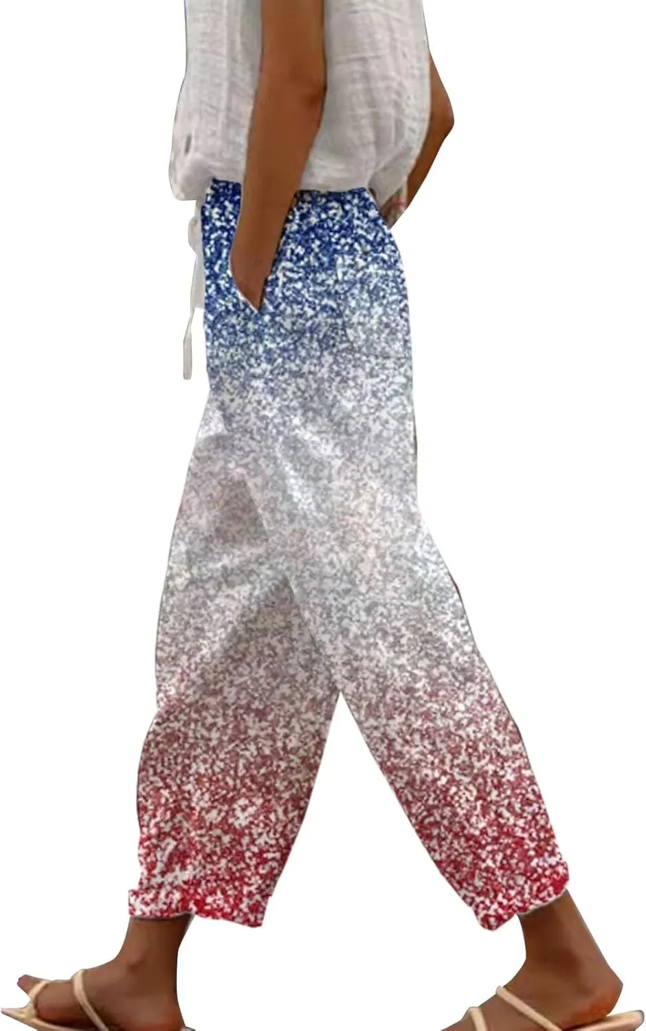 Breezy Linen Pants Women Side Split Hem Wide Leg Beach Trousers with Hidden Pocket Summer 2025