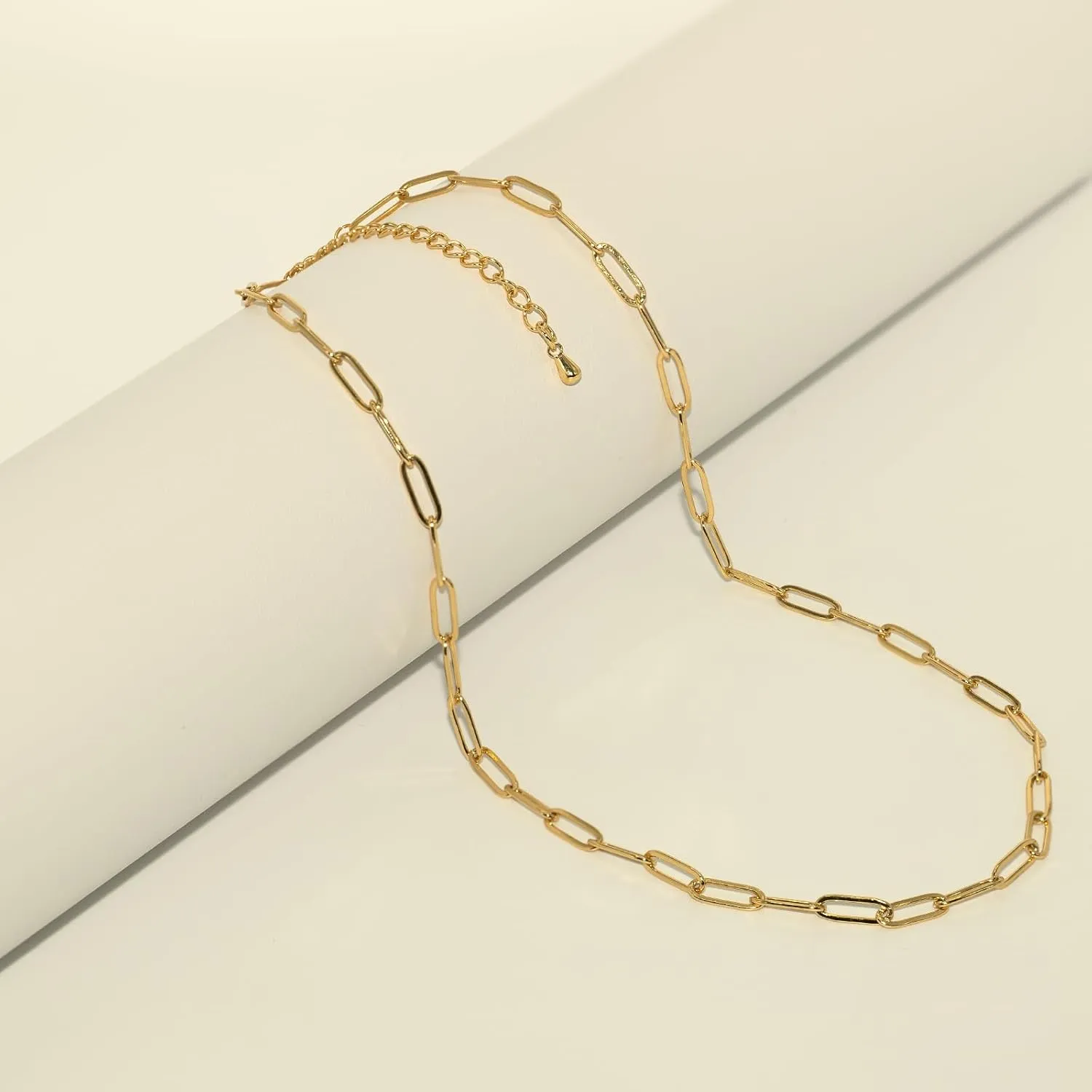 Bubble Letter Necklace Gold Layered Initial Necklaces for Women Choker Paperclip Chain Necklace 18K Gold Plated Jewelry Sets