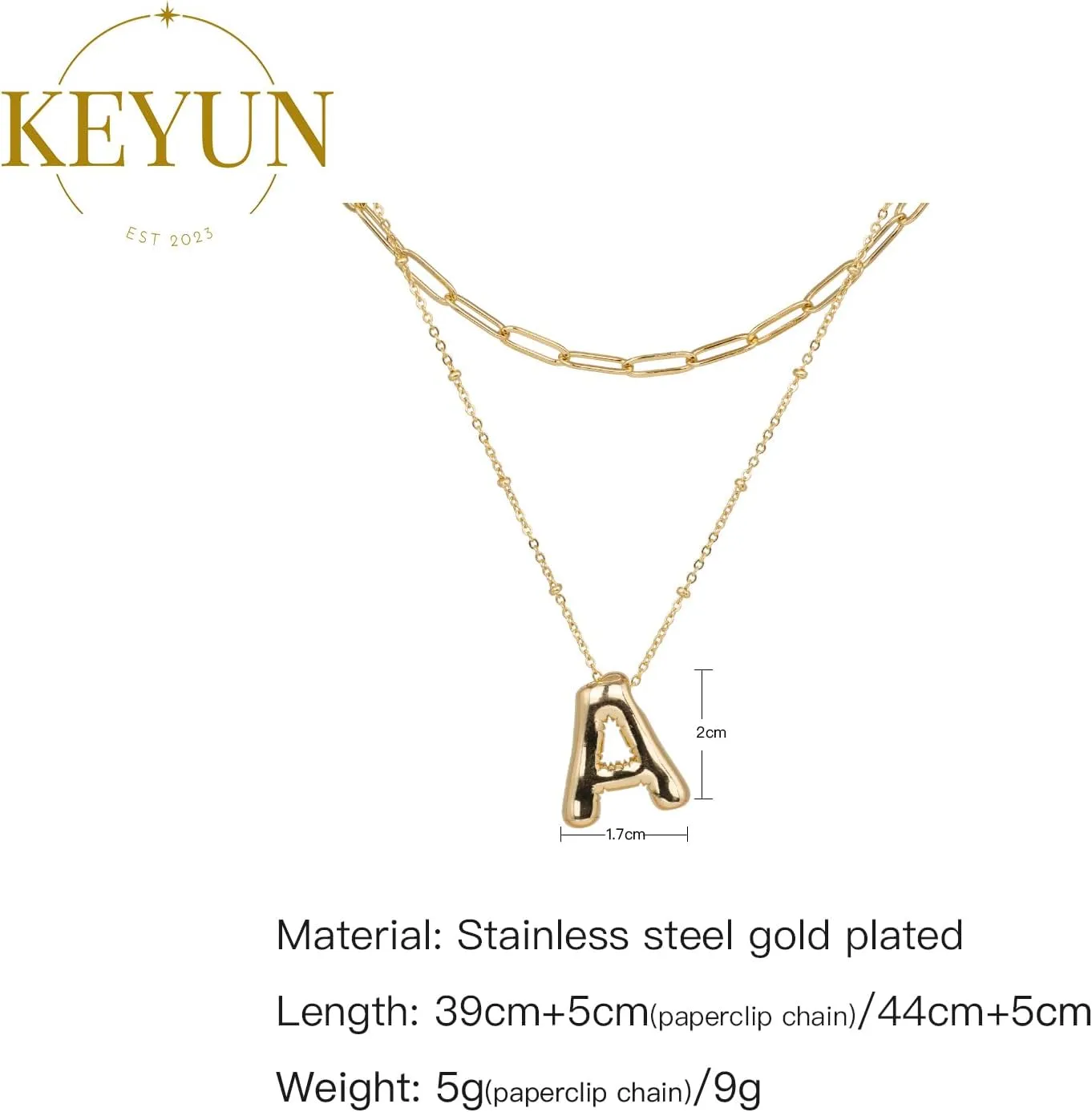 Bubble Letter Necklace Gold Layered Initial Necklaces for Women Choker Paperclip Chain Necklace 18K Gold Plated Jewelry Sets