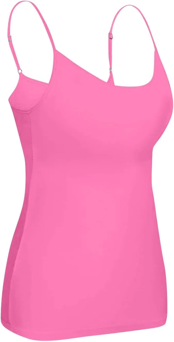 Built in Bra Tank Tops for Women 2024 Trendy Adjustable Spaghetti Padded Bra Camisole Basic Undershirts Yoga Tops