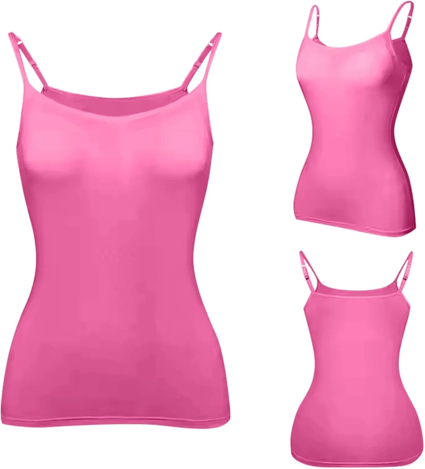 Built in Bra Tank Tops for Women 2024 Trendy Adjustable Spaghetti Padded Bra Camisole Basic Undershirts Yoga Tops