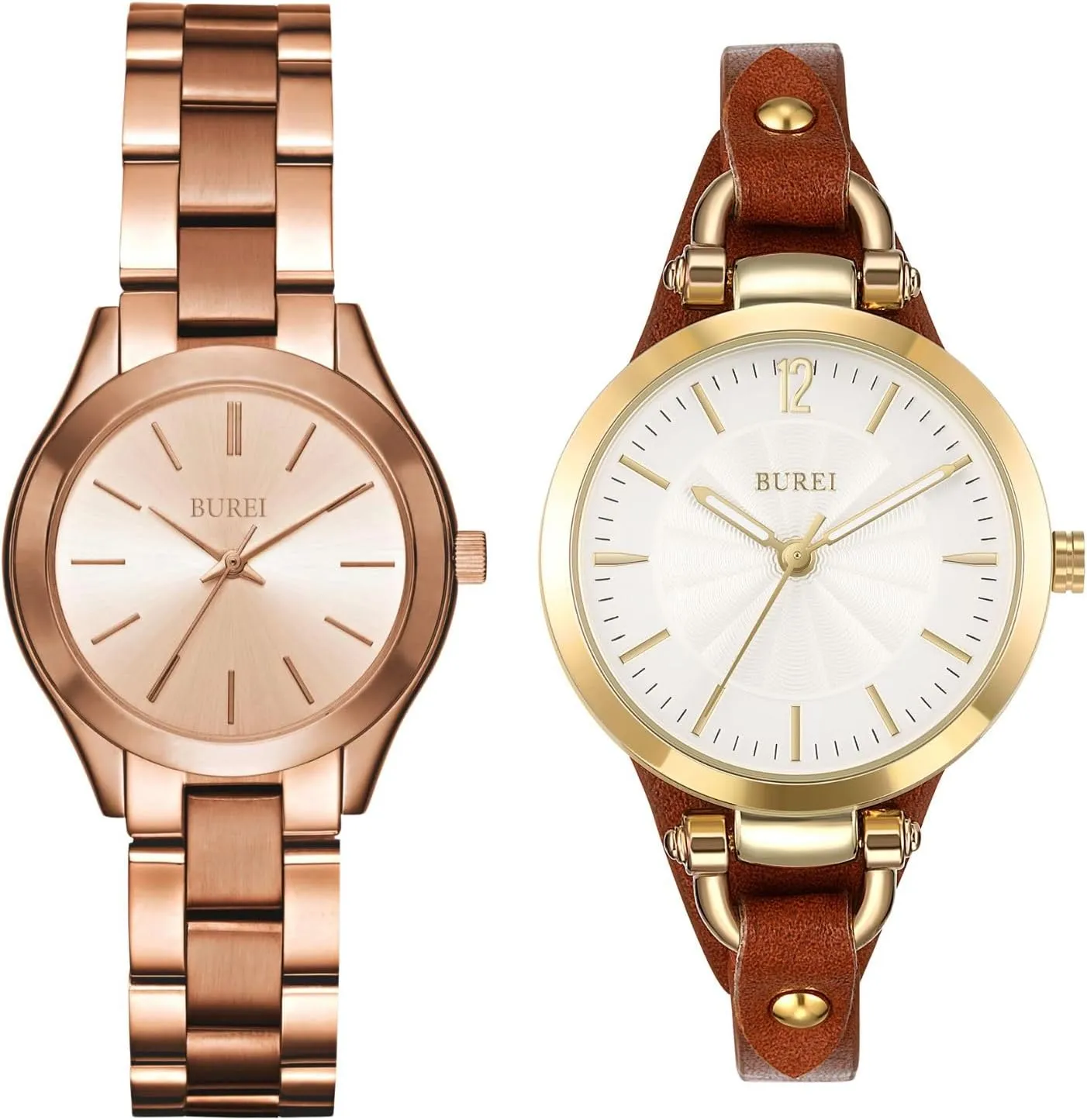 BUREI Ladies Fashion Watch Slim Minimalist Business Women's Watches Stainless Steel Bracelet Watch for Women Waterproof Quartz Women's Watch