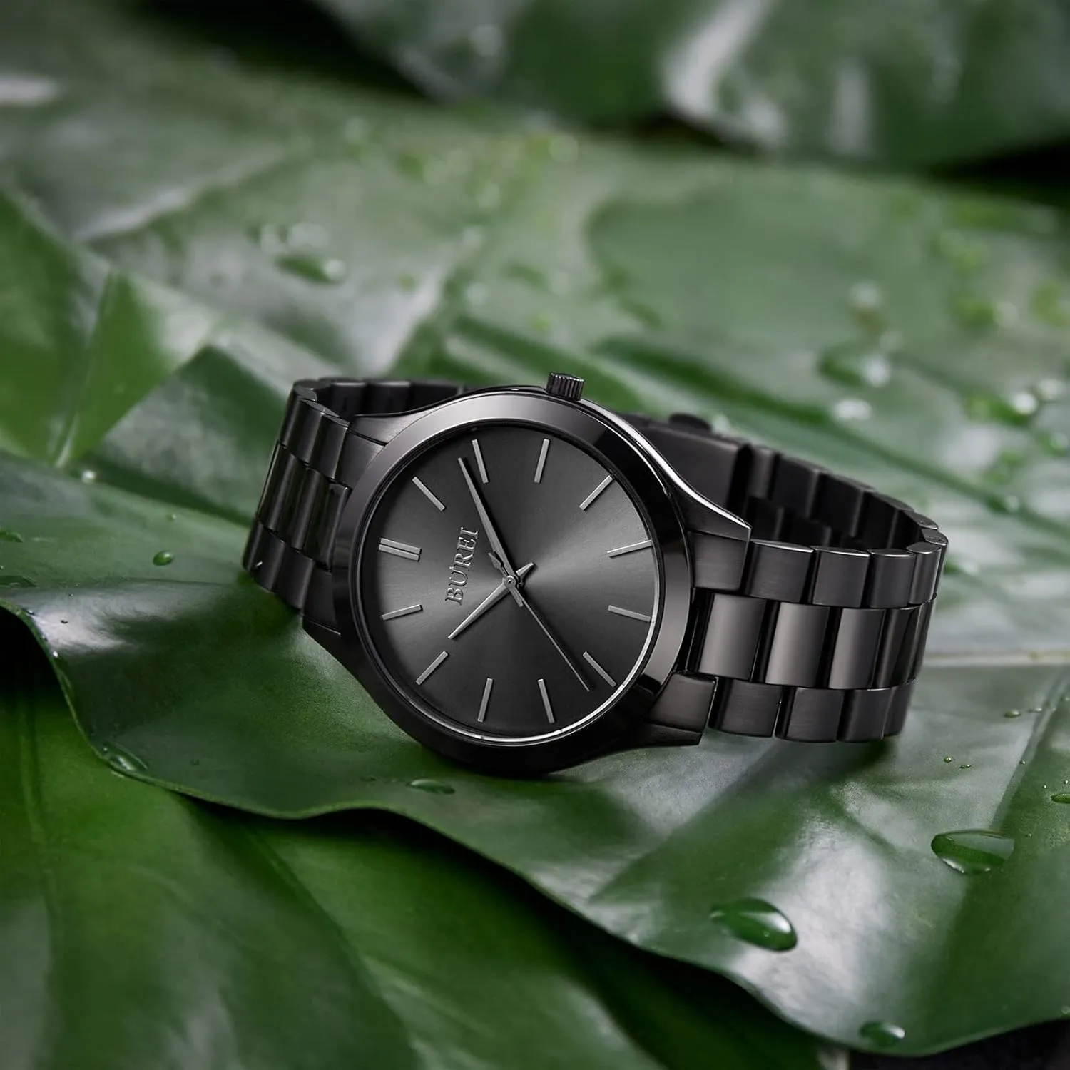 BUREI Men Watches Fashion Stainless Steel Analog Quartz Watches Business Waterproof Wristwatch,Fathers Day Gift for Men