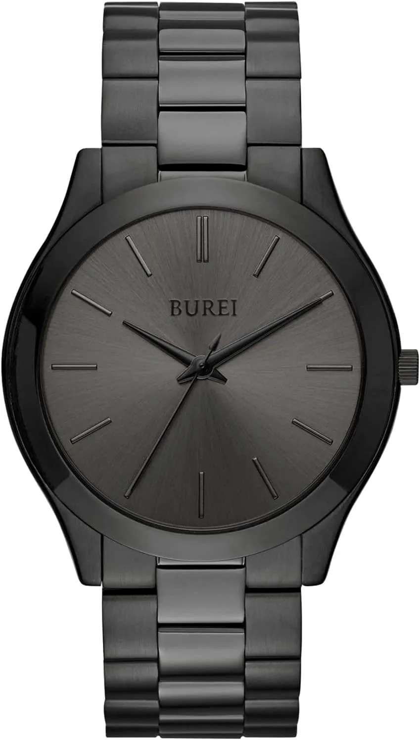 BUREI Men Watches Fashion Stainless Steel Analog Quartz Watches Business Waterproof Wristwatch,Fathers Day Gift for Men