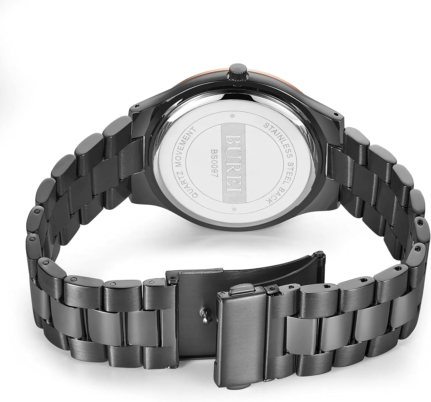 BUREI Men Watches Fashion Stainless Steel Analog Quartz Watches Business Waterproof Wristwatch,Fathers Day Gift for Men
