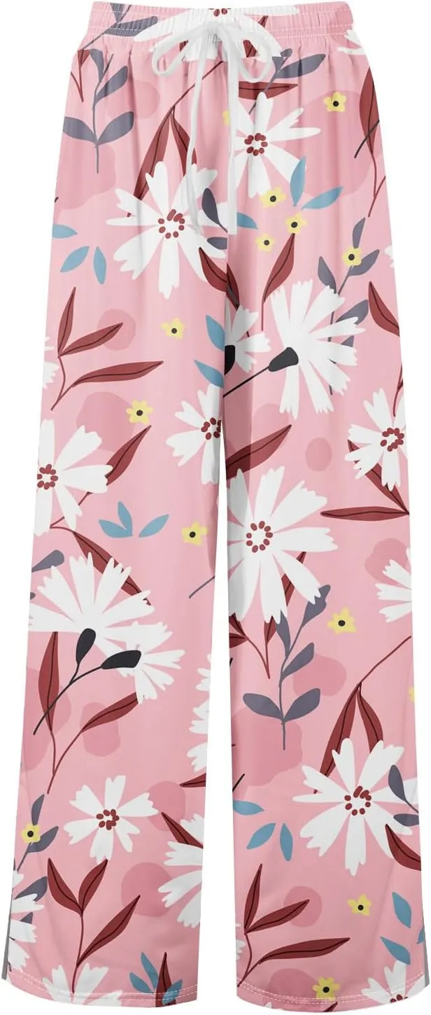 Business Casual Pants for Women Elastic Waist Dressy Baggy Trendy Casual Palazzo Relaxed Fit High Waist Trousers