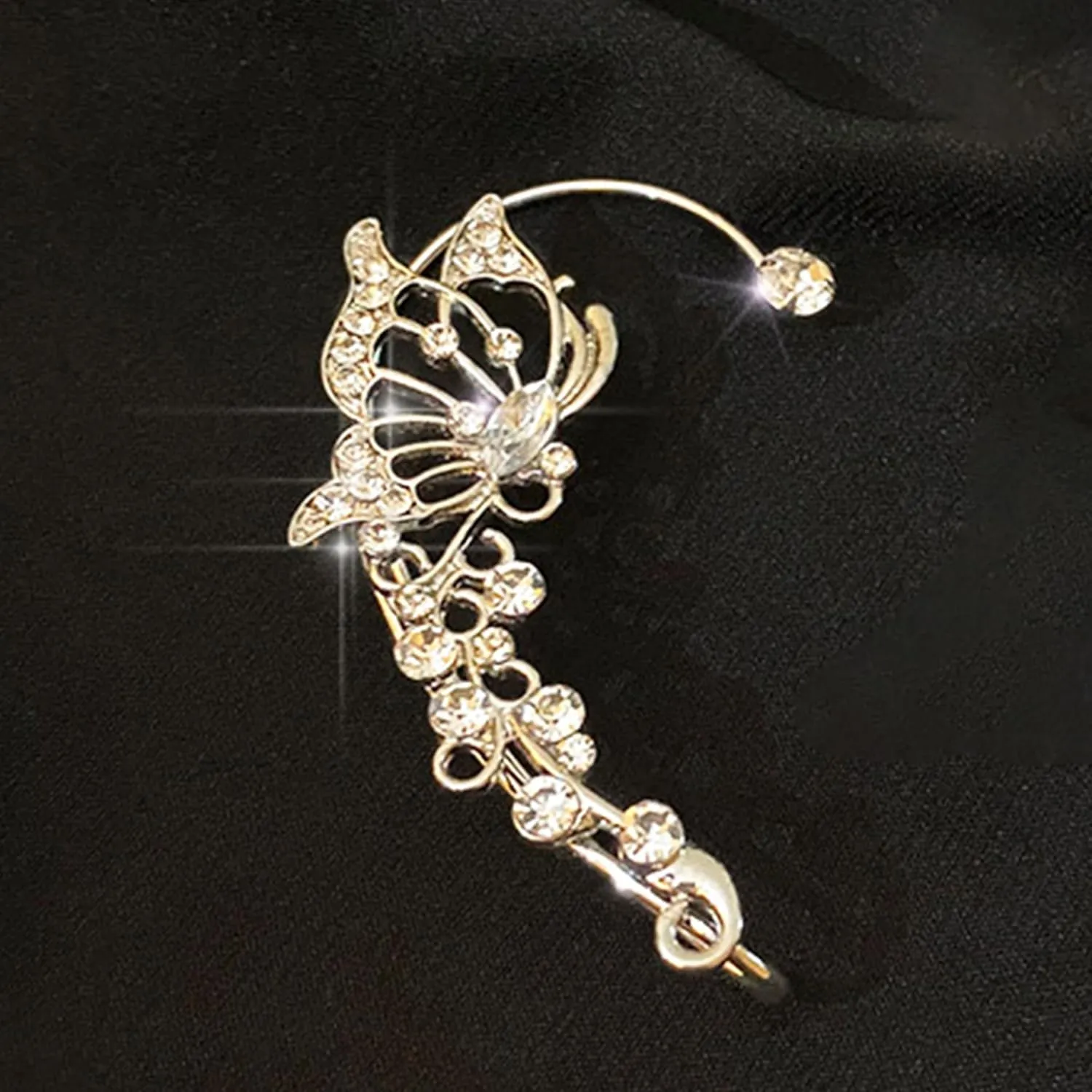 Butterfly Ear Cuff Earrings for Women Gold Ear Cuffs Non Piercing Silver Zircon Butterfly Clip on Earrings Fairy Costume for Woman Butterfly Gifts for Women