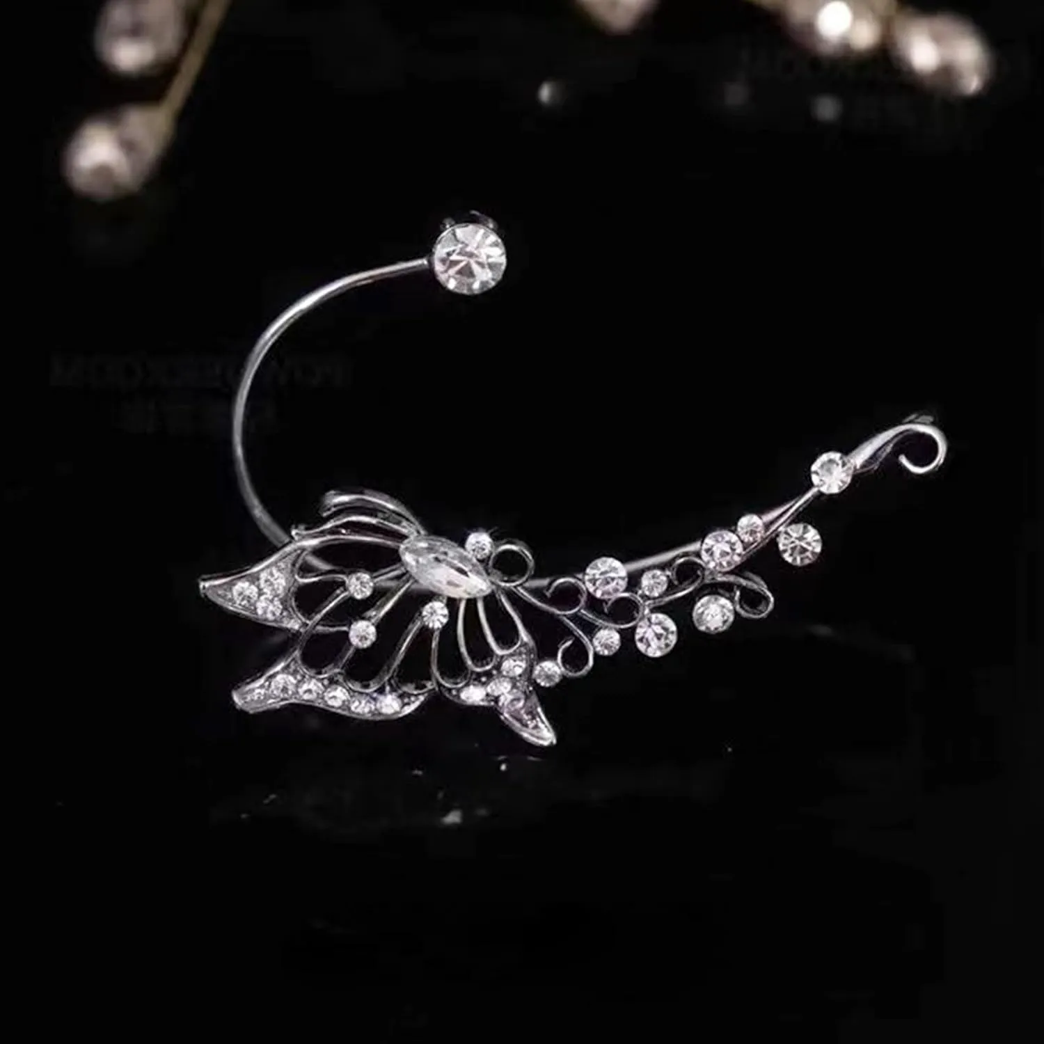 Butterfly Ear Cuff Earrings for Women Gold Ear Cuffs Non Piercing Silver Zircon Butterfly Clip on Earrings Fairy Costume for Woman Butterfly Gifts for Women