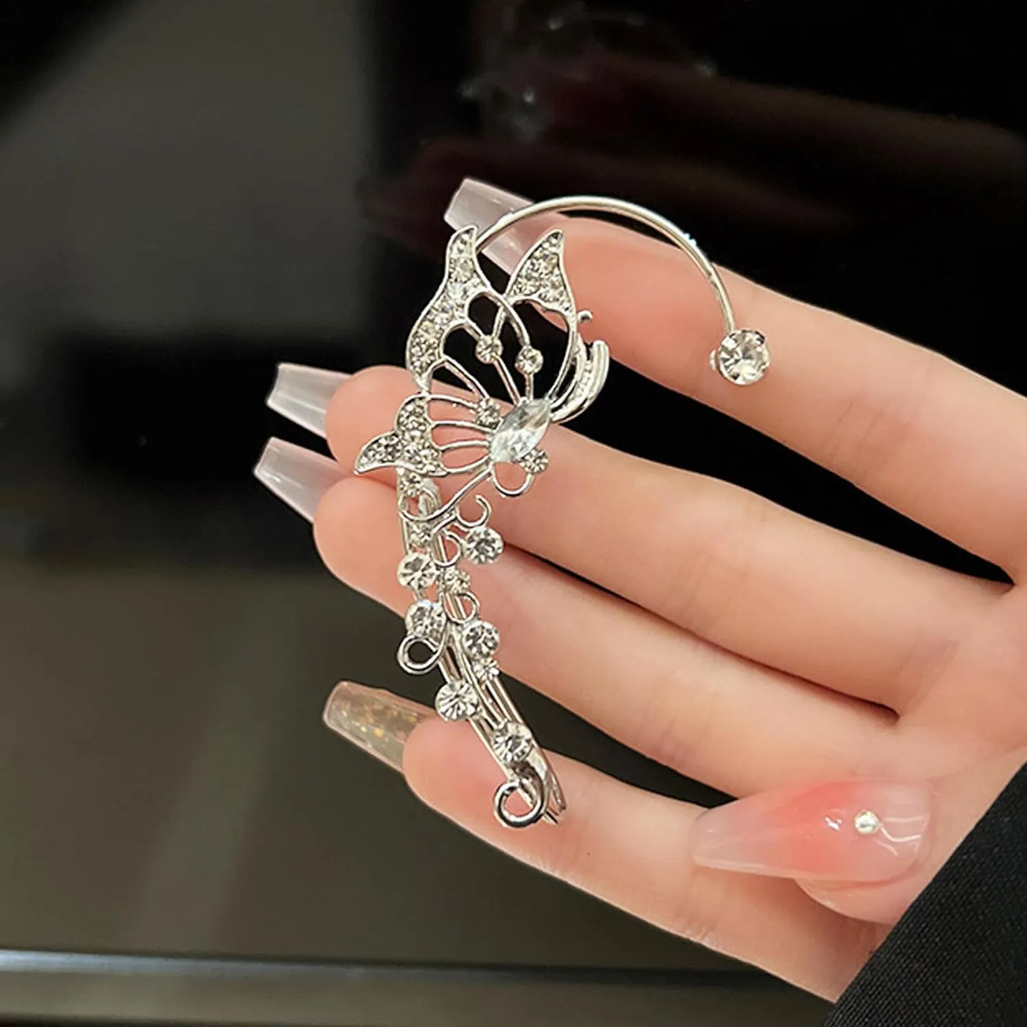 Butterfly Ear Cuff Earrings for Women Gold Ear Cuffs Non Piercing Silver Zircon Butterfly Clip on Earrings Fairy Costume for Woman Butterfly Gifts for Women