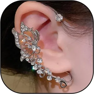 Butterfly Ear Cuff Earrings for Women Gold Ear Cuffs Non Piercing Silver Zircon Butterfly Clip on Earrings Fairy Costume for Woman Butterfly Gifts for Women