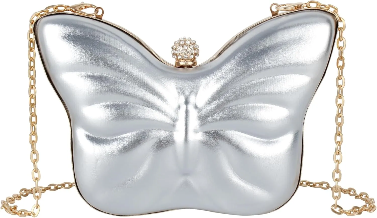 Butterfly Shape Evening Clutch Handbag Purse PVC Wedding Purse Chain Crossbody Shoulder