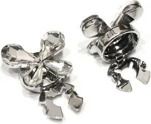 Button Covers for Women - Butterfly-Shaped Crystals Cuff links for Mens Tux Shirt Silver Cufflinks Diamond for Tux Shirt Woman Blouses