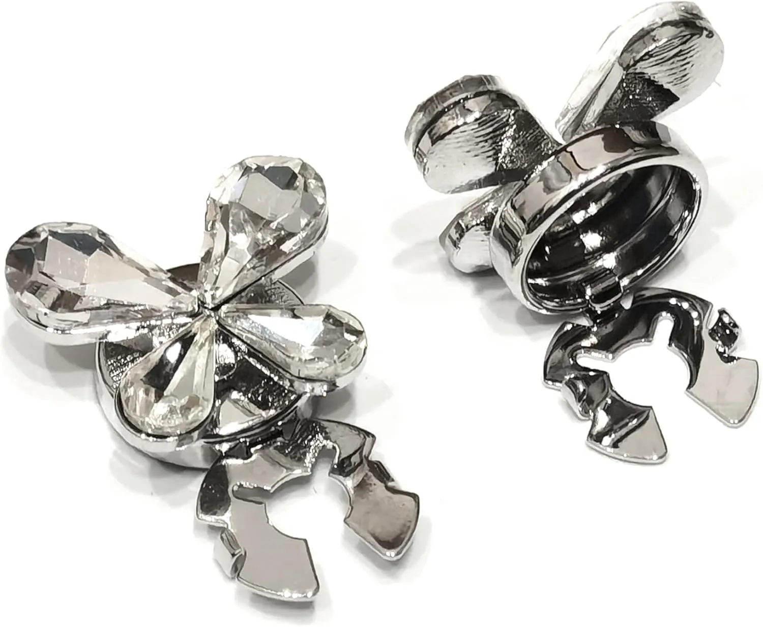 Button Covers for Women - Butterfly-Shaped Crystals Cuff links for Mens Tux Shirt Silver Cufflinks Diamond for Tux Shirt Woman Blouses