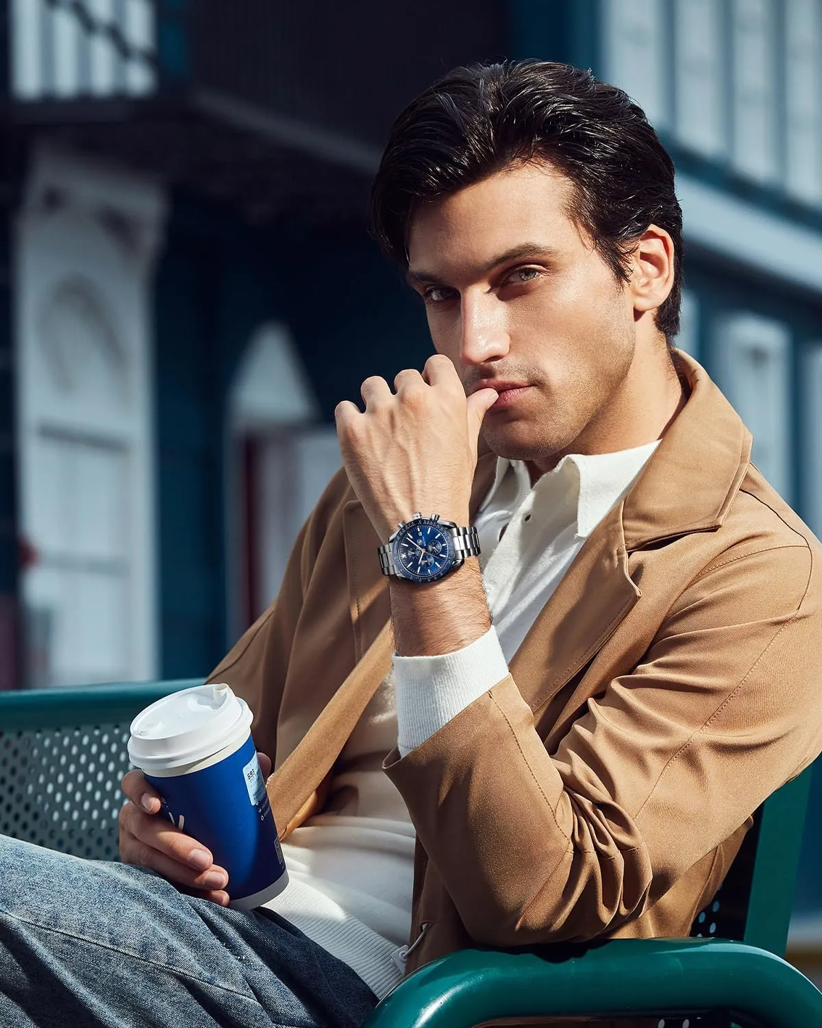 BY BENYAR Watch for Men Analog Quartz Chronograph Waterproof Luminous Designer Mens Wrist Watches Business Work Sport Casual Dress Watch with Silicone Strap Elegant Gifts for Men