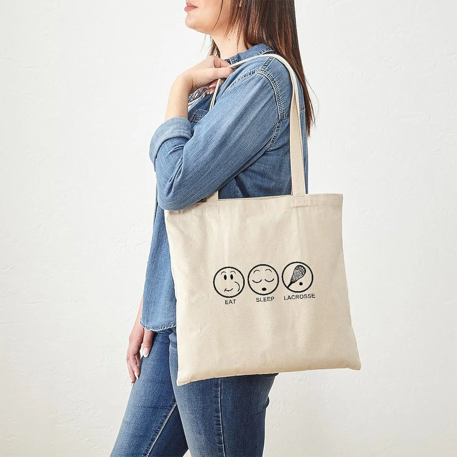 CafePress Eat Sleep Lacrosse Tote Bag Natural Canvas Tote Bag, Reusable Shopping Bag