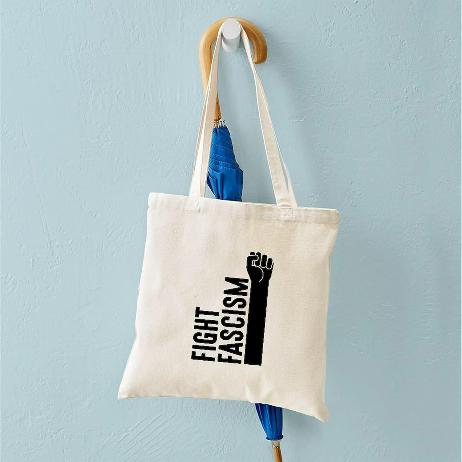 CafePress Fight Fascism Tote Bag Natural Canvas Tote Bag, Reusable Shopping Bag