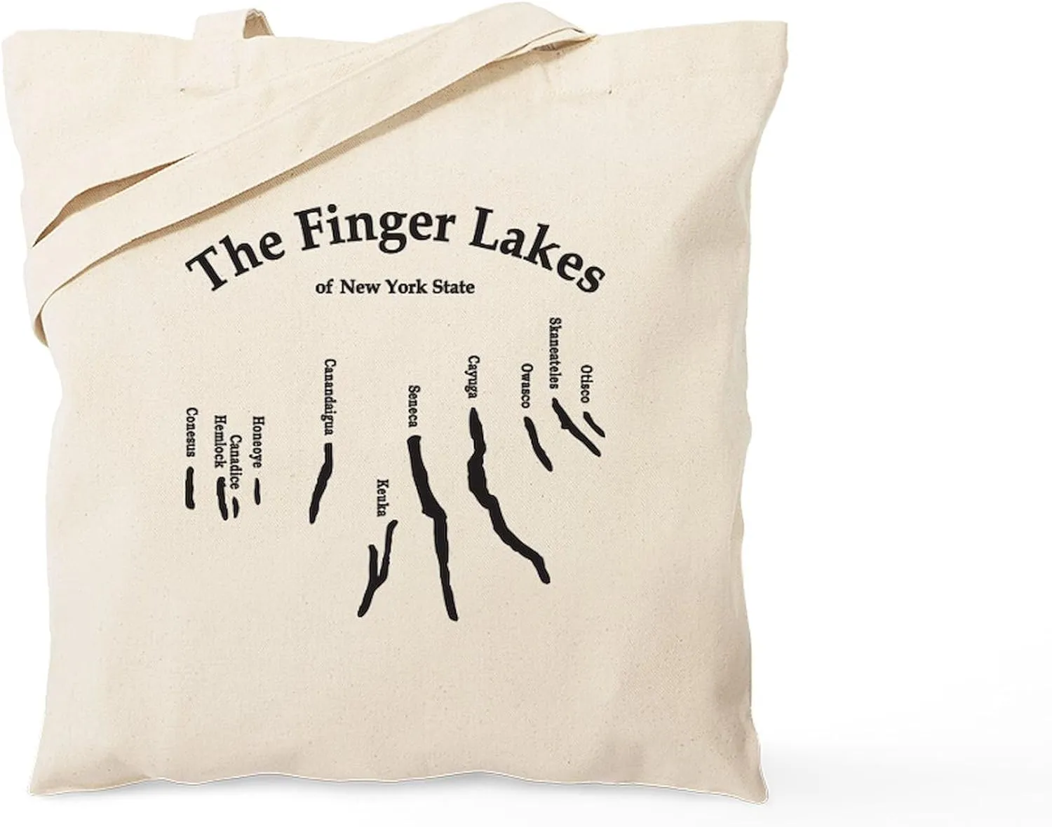 CafePress Finger Lakes Logo Tote Bag Reusable Natural Beige Canvas Shopping Bag
